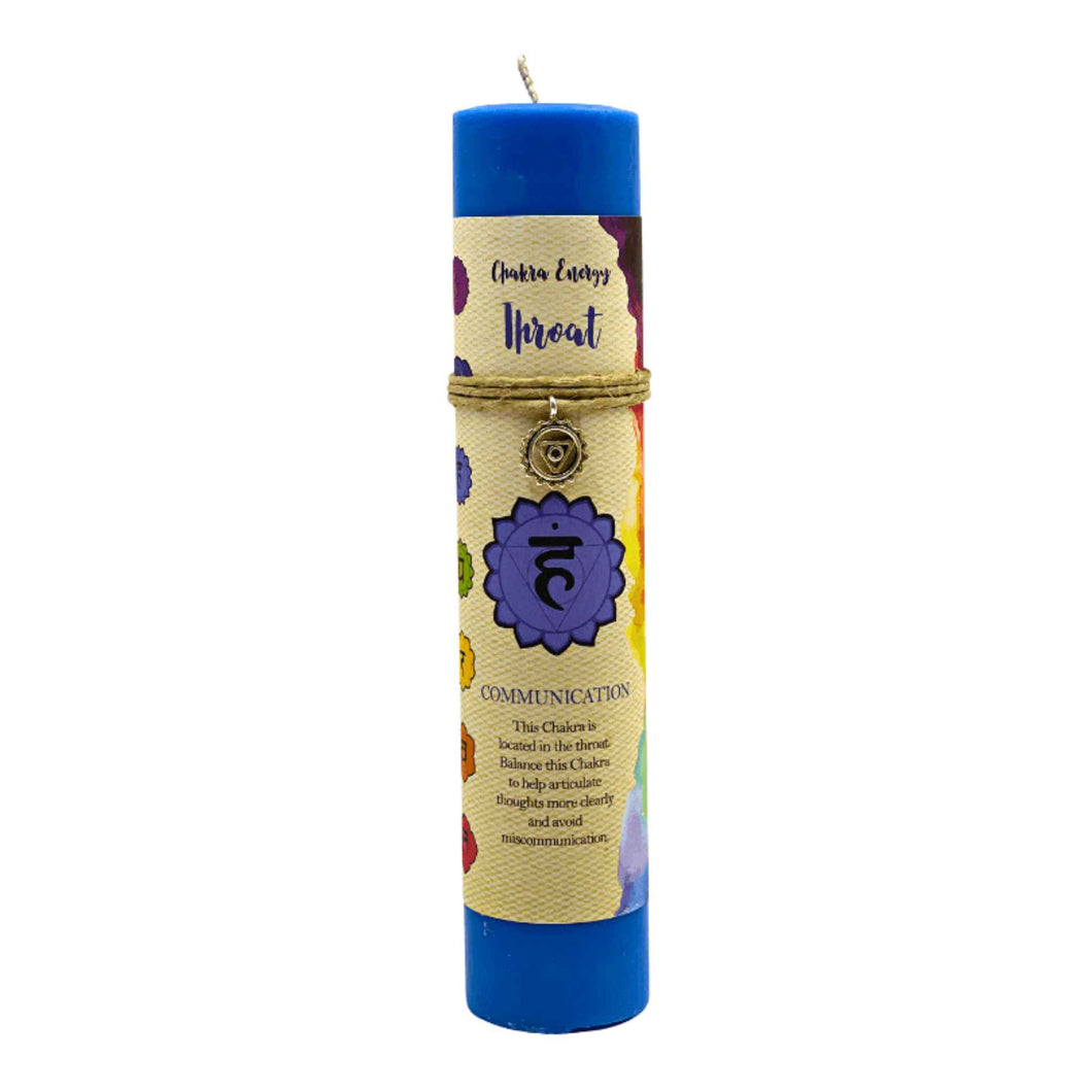Throat Chakra Energy Pillar Candle: Communication - Down To Earth