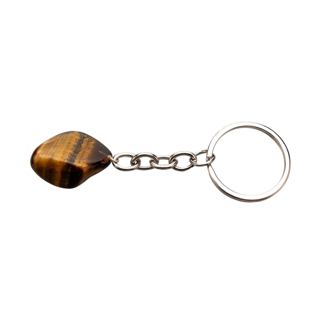 Tiger's Eye Tumbled Crystal Keychain - Down To Earth