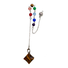 Load image into Gallery viewer, Tiger&#39;s Eye Merkaba Pendulum with Chakra Stones - Down To Earth
