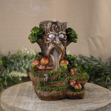 Load image into Gallery viewer, Tree Backflow Magic Incense Burner side facing with incense cone on a style background - Down To Earth
