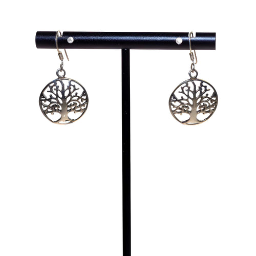 Tree of Life Sterling Silver Earrings Close Up - Down To Earth