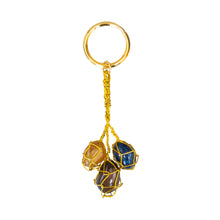 Load image into Gallery viewer, Triple Caged Gemstone Key Chain on a white background - Down to Earth 
