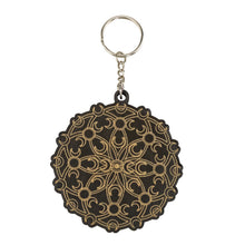 Load image into Gallery viewer, Triple Moon Crystal Grid Keychain on a white background - Down To Earth
