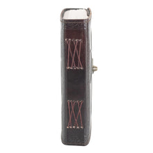 Load image into Gallery viewer, Triple Moon Goddess Leather Journal side facing displayed on a white background - Down To Earth

