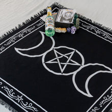 Load image into Gallery viewer, Triple Moon Pentagram Altar Cloth styled photo - Down to Earth
