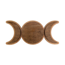 Load image into Gallery viewer, "Wooden Triple Moon Wall Decor on a white background," - Down to Earth.
