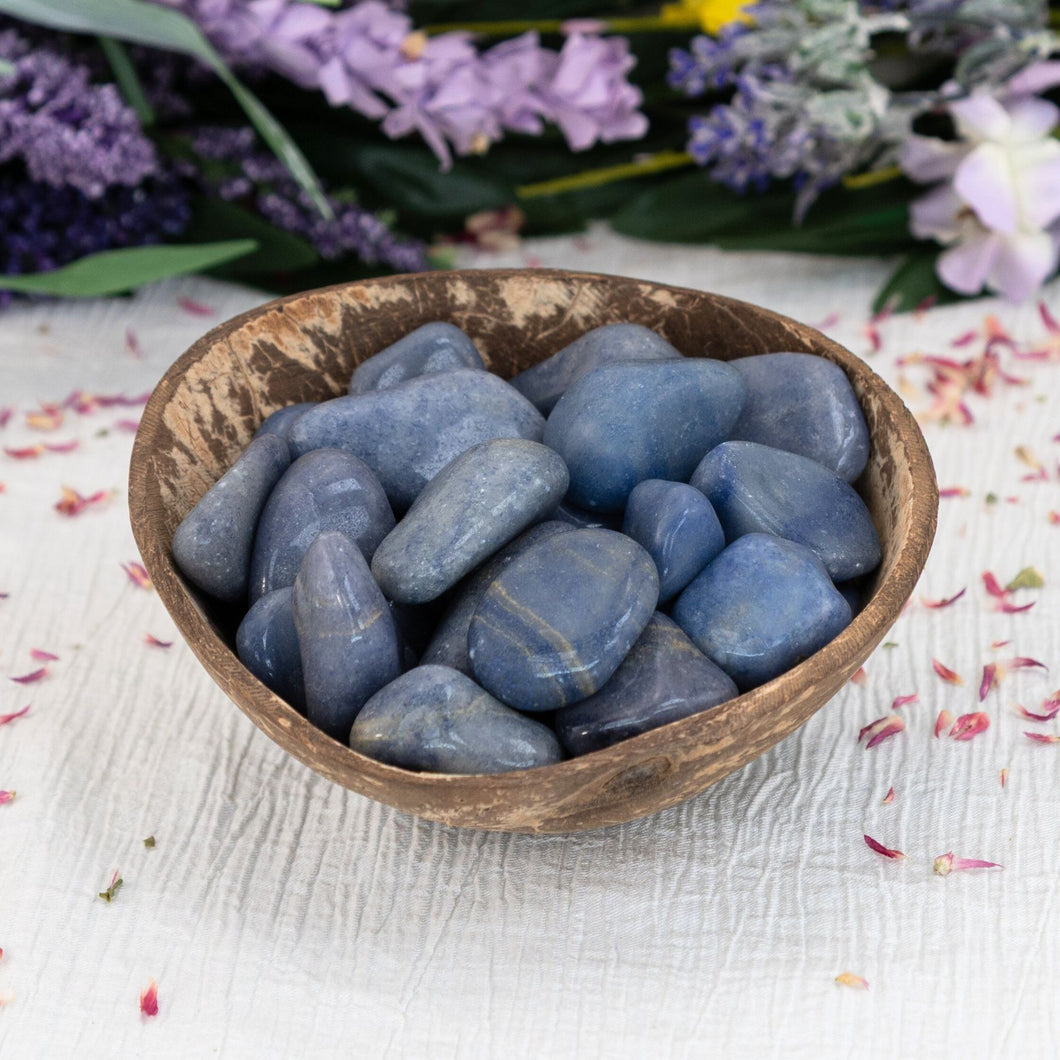 Tumbled Blue Aventurine in a styled format photo - Down to Earth 