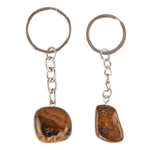 Load image into Gallery viewer, Tiger's Eye Tumbled Crystal Keychain displayed on a white background - Down to Earth
