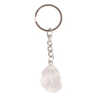 Clear Quartz Tumbled Crystal Keychain displayed on a white background second angle - Down to Earth