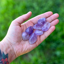 Load image into Gallery viewer, Tumbled Amethyst Maraba in the Palm of A Hand - Down To Earth
