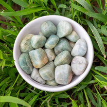 Load image into Gallery viewer, Tumbled Aquamarine in a white Bowl -Down To Earth
