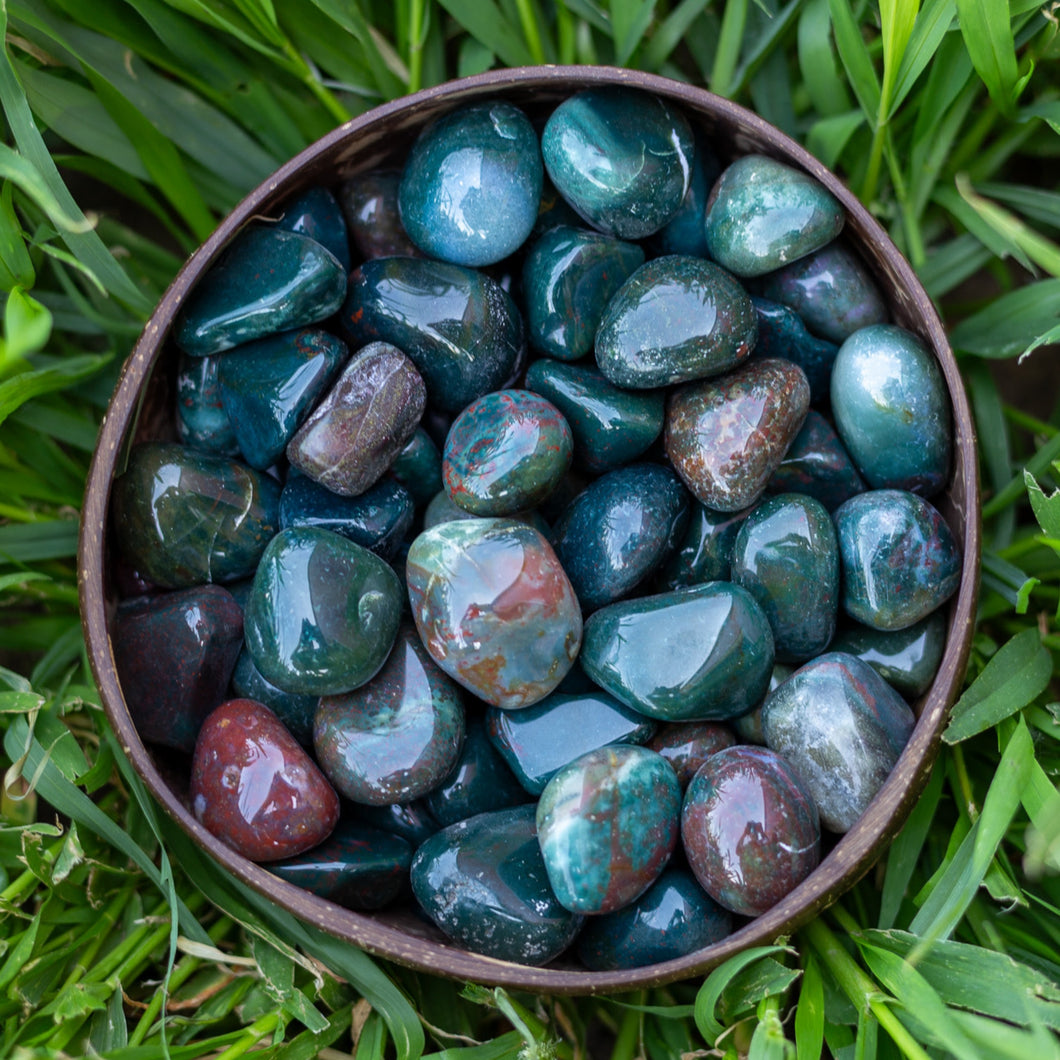 Tumbled Bloodstone in Coconut Bowl - Down To Earth