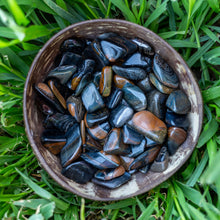 Load image into Gallery viewer, Tumbled Blue Tigers Eye in a Coconut Bowl - Down To Earth
