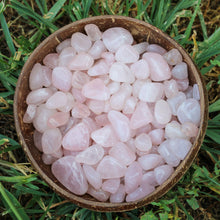 Load image into Gallery viewer, Tumbled Rose Quartz in a Coconut Bowl - Down To Earth
