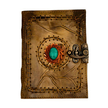 Load image into Gallery viewer, Turquoise Stone Leather Journal Front - Down To Earth
