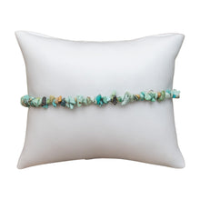 Load image into Gallery viewer, Crystal Chip Bracelet Turquoise on white pillow - Down To Earth
