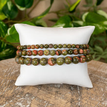 Load image into Gallery viewer, Unakite Crystal Energy Bracelets 4mm, 6mm and 8mm - Down To Earth
