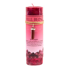 Load image into Gallery viewer, Well Being Red Jasper Crystal Energy Pillar Candle - Down To Earth
