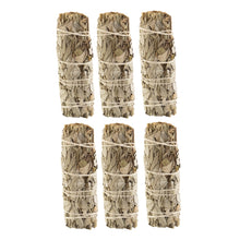 Load image into Gallery viewer, White Sage Smudge Stick 6ct 1x4 displayed on a white background - Down to Earth
