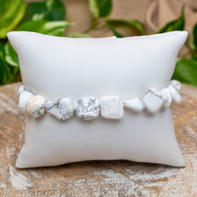 Load image into Gallery viewer, White Howlite Tumbled Stone Bracelet on White Pillow Styled Photo - Down To Earth
