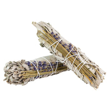 Load image into Gallery viewer, White Sage with Lavender Smudge Stick on a white background - Down to Earth 
