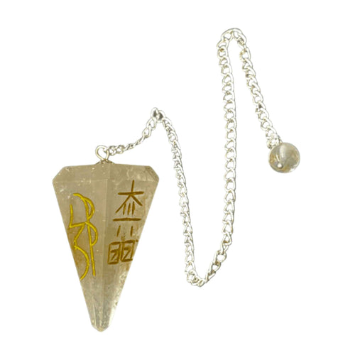 Wholesale Clear Quartz Reiki Faceted Pendulum Side Angle - Down To Earth