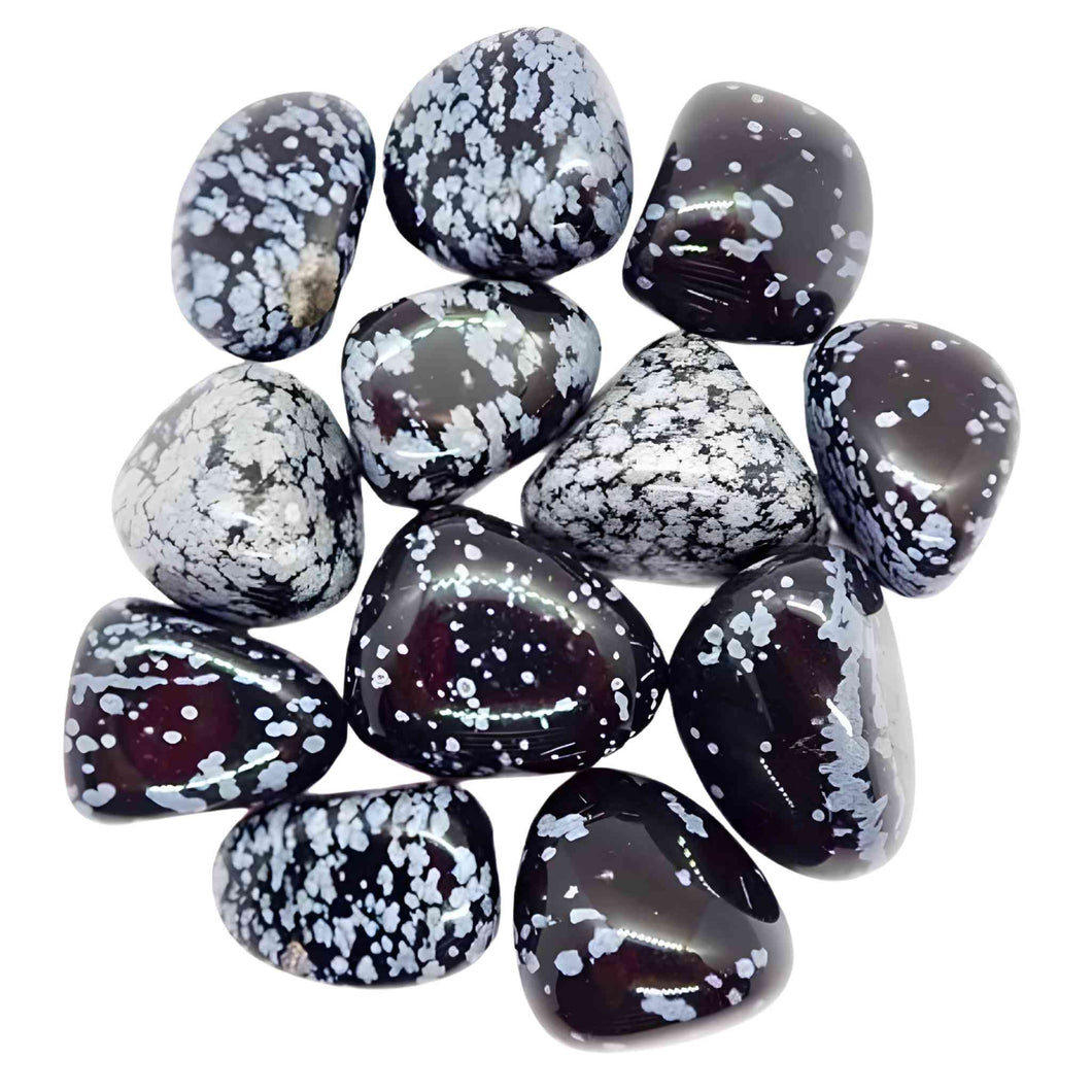 Wholesale 1lb. Tumbled Snowflake Obsidian Crystals - Down to Earth