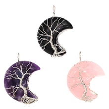 Load image into Gallery viewer, Wire Wrapped Crystal Moon Pendants - Down To Earth
