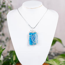 Load image into Gallery viewer, Wire Wrapped Crystal Necklace Blue Agate Styled photo - Down to Earth
