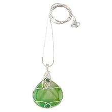 Load image into Gallery viewer, Wire Wrapped Crystal Necklace Green Aventurine Studio photo top down angle - Down to Earth
