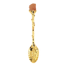 Load image into Gallery viewer, Witch Herb Spoon Gold with Carnelian displayed on a white background - Down to Earth
