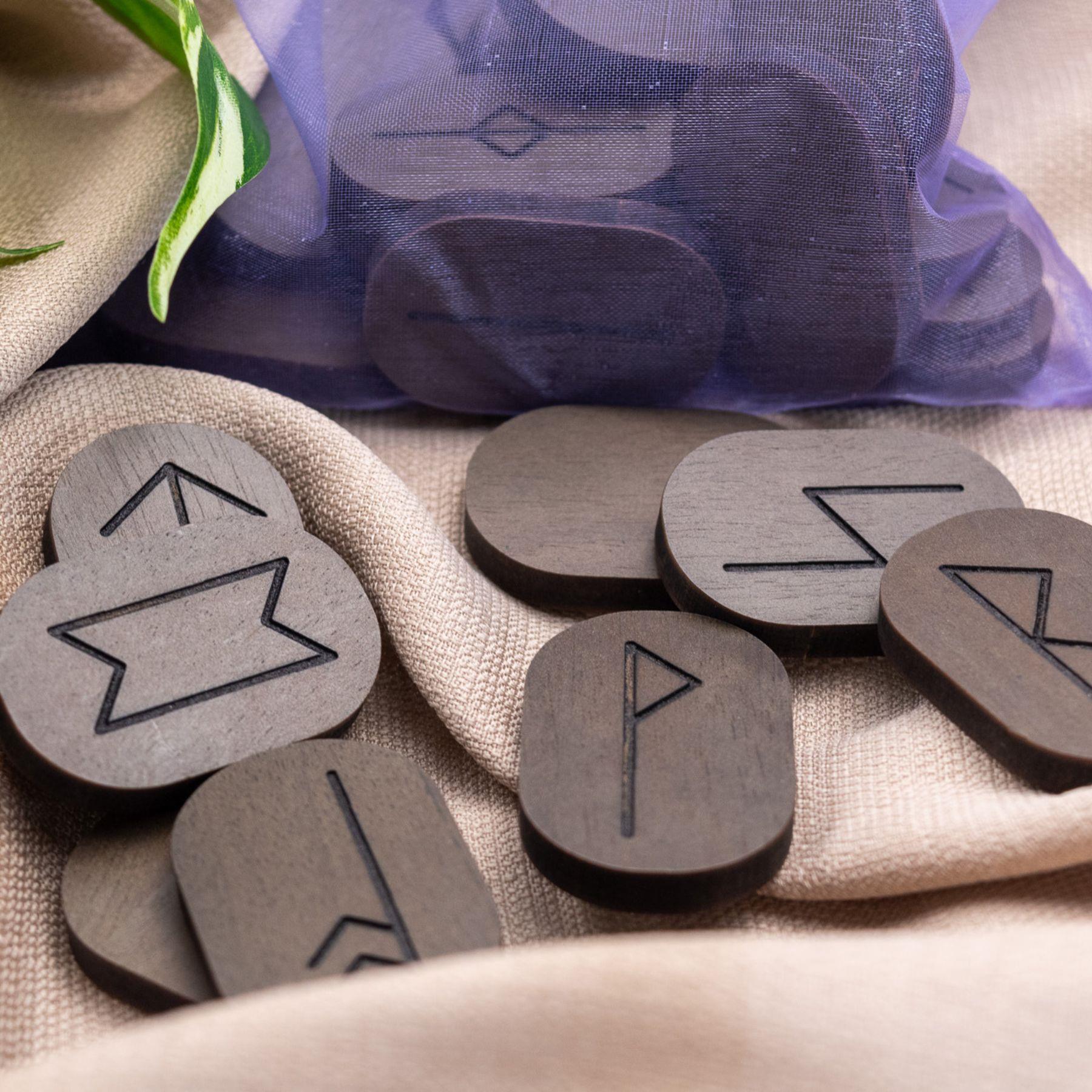Runic Tile Set Wood Rune Tiles | Handcrafted Wood Runes Divination Tool – Down To Earth