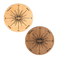Load image into Gallery viewer, Wooden Triple Moon Pendulum Board group photo front side displayed on a white background - Down To Earth
