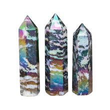 Load image into Gallery viewer, "Three Rainbow Zebra Jasper Towers on a white background," - Down to Earth.
