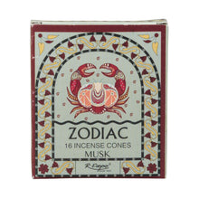 Load image into Gallery viewer, Box of Zodiac Incense Cones with a crab design on a white background - Down to Earth
