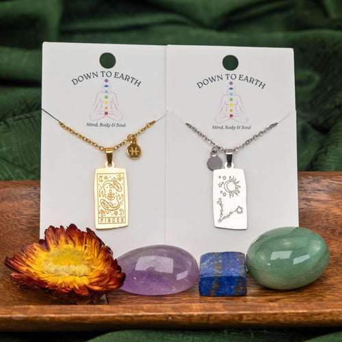Zodiac Tarot Card & Astrology Necklace Carded - Down To Earth