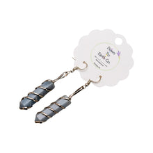 Load image into Gallery viewer, Angelite Crystal point wire wrapped earrings - Down To Earth
