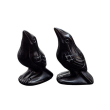 Load image into Gallery viewer, Photo of two crystal crows carved out of black obsidian. - Down to Earth.

