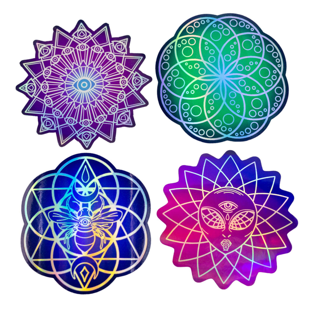 Crystal Grid Spirit Board Holographic Stickers - Down To Earth