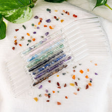 Load image into Gallery viewer, &quot;A group of eight crystal straws with varying crystal chips. Included is Tiger&#39;s Eye, Aquamarine, Lapis Lazuli, Black Obsidian, Fluorite, Rose Quartz, Green Aventurine and Amethyst,&quot; - Down to Earth.
