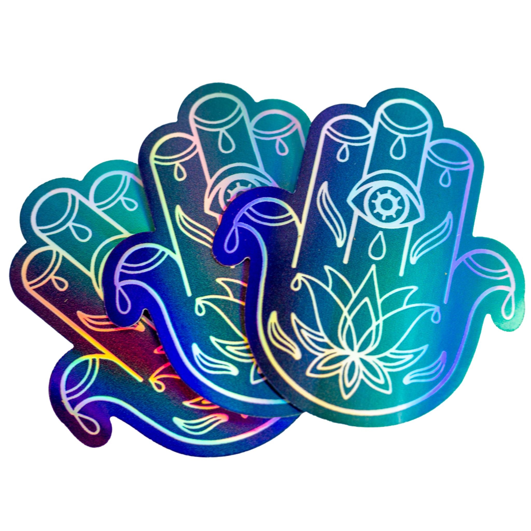 Shimmering Protection: Wholesale Hamsa Stickers – Down To Earth