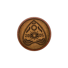 Load image into Gallery viewer, "Round 4in planchette wooden coaster on a white background," - Down to Earth.
