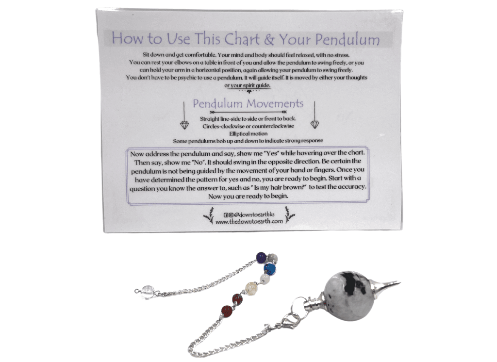 Moonstone Pendulum with 7 Chakra Stones Beginners Kit - Down To Earth Co.