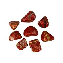 Load image into Gallery viewer, &quot;Eight pieces of tumbled red jasper crystals against a white background,&quot; - Down to Earth.
