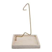 Load image into Gallery viewer, "Gold wire hook on a square beige stone rope incense burner on a white background," - Down to Earth.
