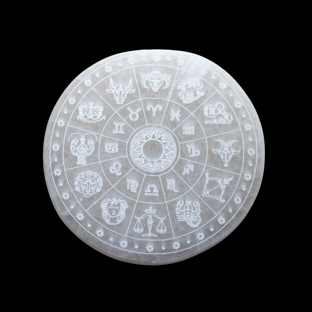 Zodiac Selenite Charging Plate - Down To Earth